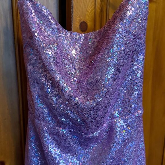 LUCY IN the Sky Medium Lavender Purple Sequin Mini dress homecoming sorority - Picture 2 of 12